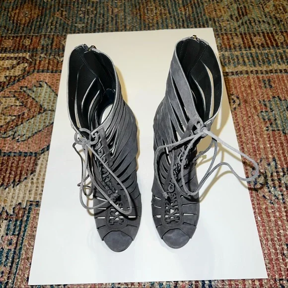 Francesco Russo Lace Up Suede Heels - Picture 7 of 7